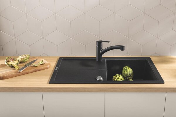 GROHE Start - Páková dřezová baterie s výsuvnou sprchou, černá matná 303072431