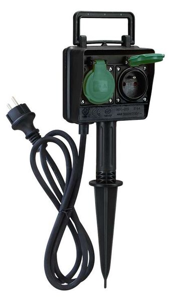 Zahradní sloupek 230V 2Z - PG01, 1,5m kabel, černá