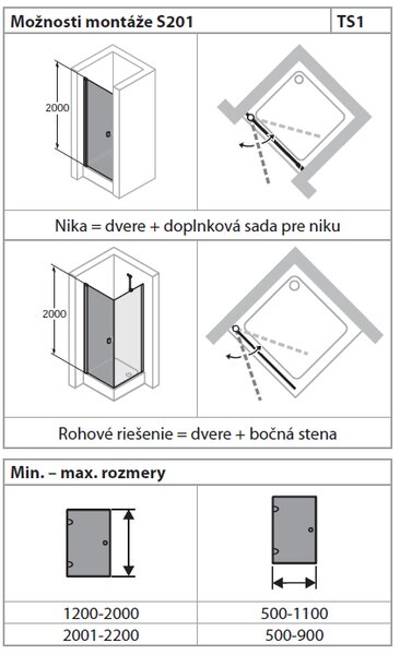 Hüppe Solva - Křídlové dveře 2000x900 mm, upevnění vlevo, stříbrná lesklá, čiré sklo a Anti-Plaque S20102.092.322