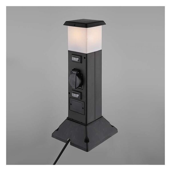 Zahradní sloupek 230V 2Z - PG05, s LED osvětlením, černá