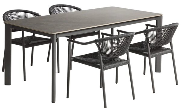 Kave Home Šedý zahradní set stolu Anafi a čtyřech židlí Livadia