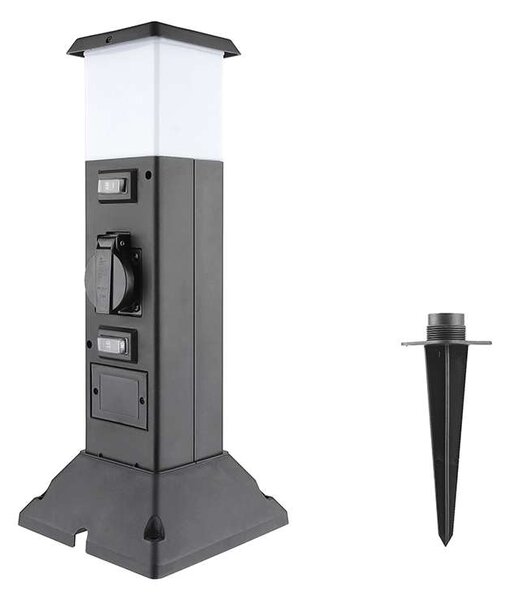 Zahradní sloupek 230V 2Z - PG05, s LED osvětlením, černá