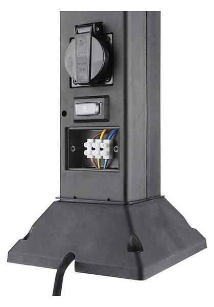 Zahradní sloupek 230V 2Z - PG05, s LED osvětlením, černá