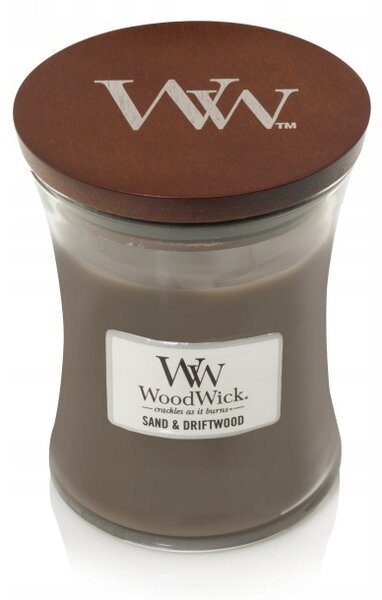 Tradiční sójová svíčka Sand & Driftwood Woodwick 1 ks