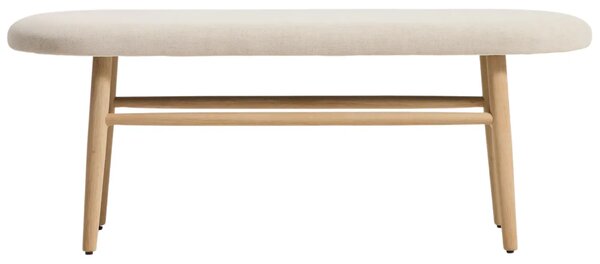 Kave Home Béžová čalouněná dubová lavice Helda 122 cm