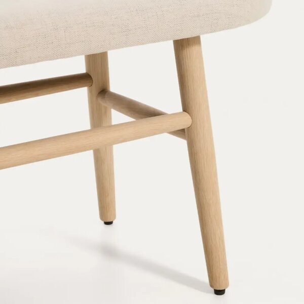 Kave Home Béžová čalouněná dubová lavice Helda 122 cm