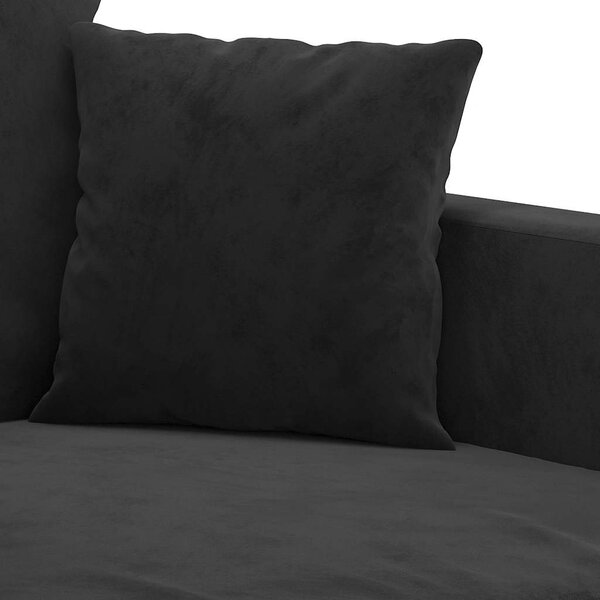 3dílná sedací souprava s poduškami černá samet 3201735
