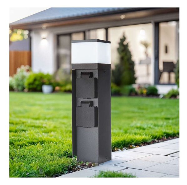 Zahradní sloupek 230V 2Z - PG13, s LED osvětlením, černá