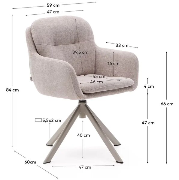 Kave Home Hnědá otočná židle Lexa