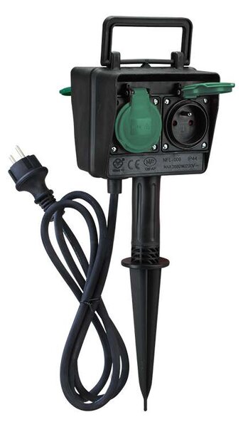 Zahradní sloupek 230V 4Z - PG02, 1,5m kabel, černá
