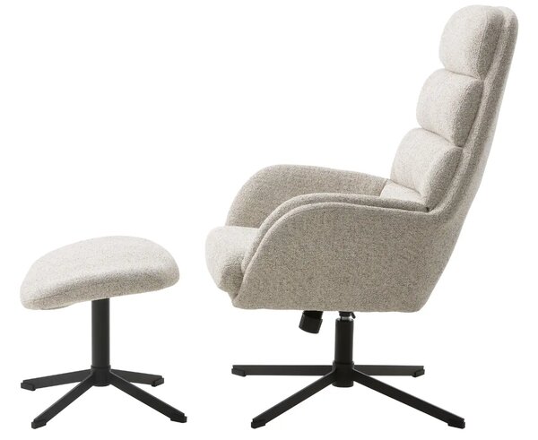 Unique Furniture Krémové bouclé otočné křeslo Sifton s podnožkou