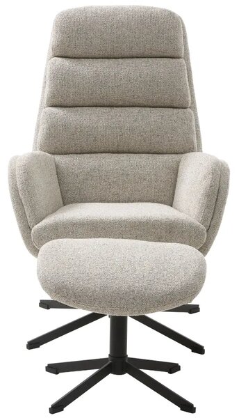 Unique Furniture Krémové bouclé otočné křeslo Sifton s podnožkou