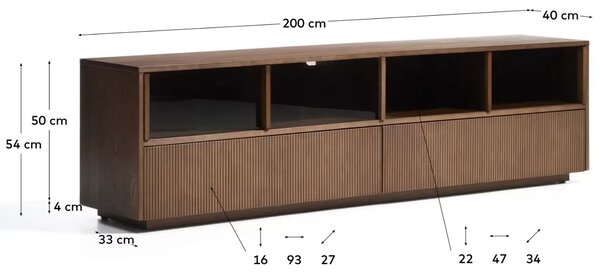 LÉTO -15% Kave Home Hnědá komoda Helvine 200 x 40 cm