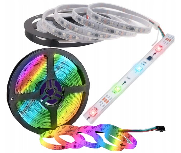 BERGE Digitální pásek LED - RGB - IP20 - 5m - duhový efekt