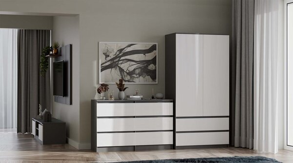 TP Living Komoda Malwa M6 120 cm antracit/bílá