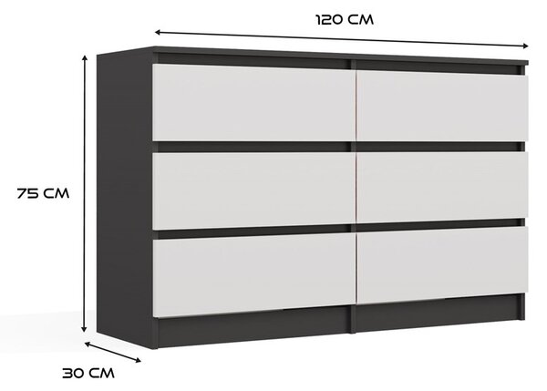 TP Living Komoda Malwa M6 120 cm antracit/bílá