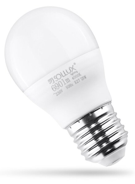 Neutrální bílá LED žárovka E27, 7,5 W – Sollux