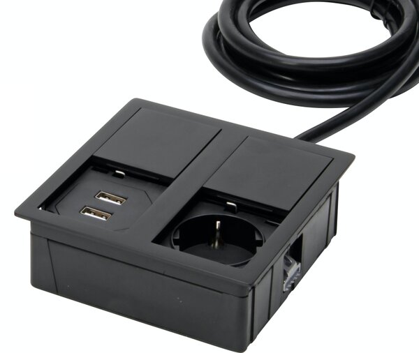VersaLogic Elektro zásuvka VersaHIT Dual s USB nabíječkou černý