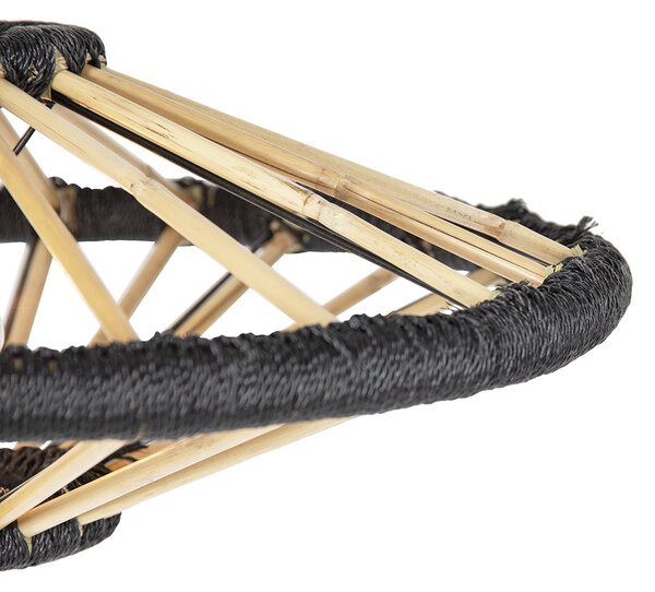 Orientální závěsné svítidlo bambus s černou 60 cm - Evalin