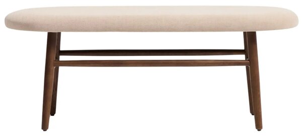 Kave Home Béžová čalouněná ořechová lavice Helda 122 cm