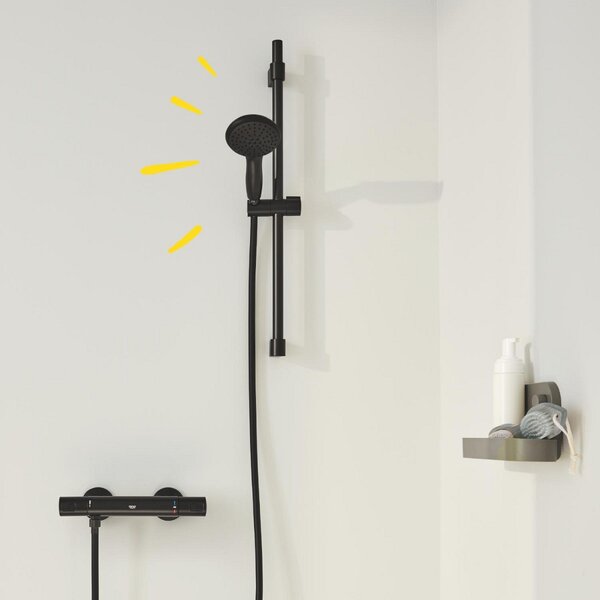 GROHE Precision Start - Termostatická sprchová baterie se sprchovou soupravou, černá matná 345972431