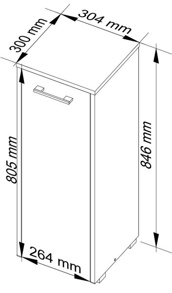 Ak furniture Koupelnová skříňka Fin S30 1D 30 cm dub artisan
