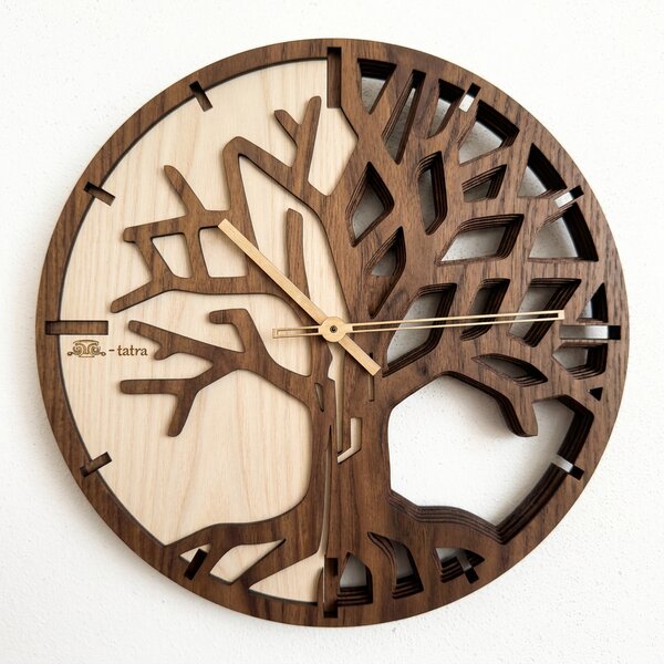 3D Dřevěné dubové hodiny - T-Tatra Oak Atama - 30cm/50cm/80cm Strom života
