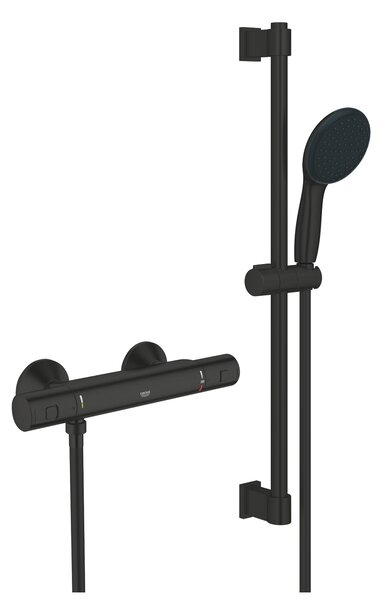 GROHE Precision Start - Termostatická sprchová baterie se sprchovou soupravou, černá matná 345972431
