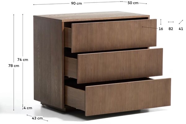 LÉTO -15% Kave Home Hnědá komoda Helvine 90 x 50 cm