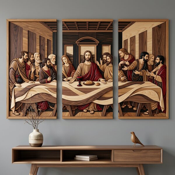 Dřevěný obraz s UV tiskem - Poslední večeře – Da Vinci