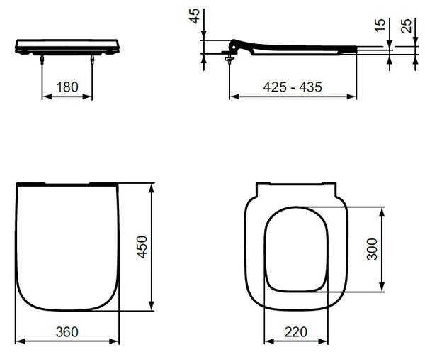 Ideal Standard i.life B - Závěsné WC, RimLS+ + sedátko ultra ploché Soft Close, bílá