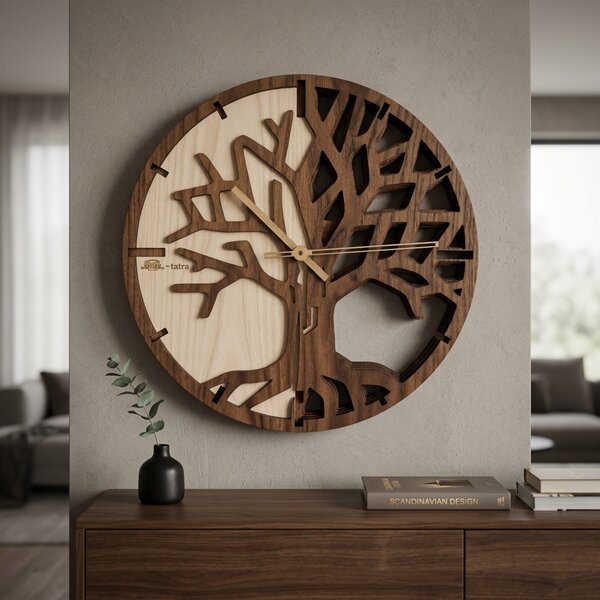3D Dřevěné dubové hodiny - T-Tatra Oak Atama - 30cm/50cm/80cm Strom života