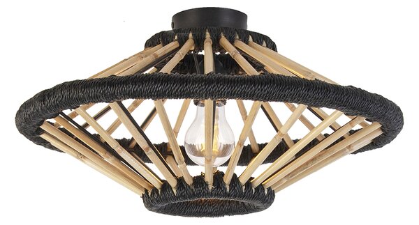 Orientální stropní svítidlo bambusové s černou 46 cm - Evalin