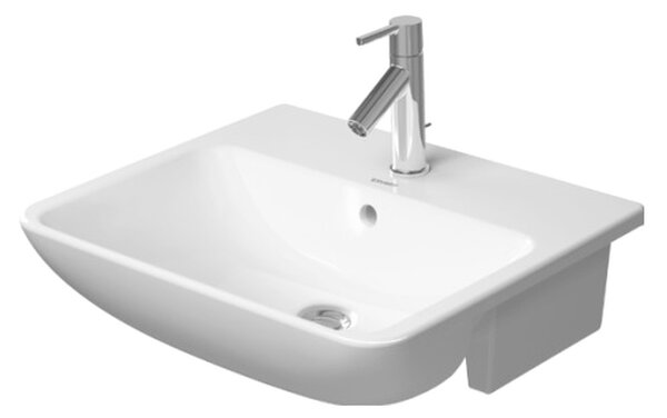 Duravit ME by Starck - Polozápustné umyvadlo 550x455 mm, 1 otvor na baterii propíchnutý, bílá 0378550000