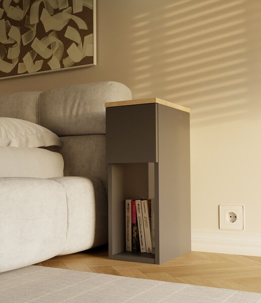 TP Living Noční stolek Galax 20 cm antracit/dub artisan