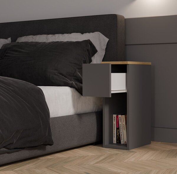 TP Living Noční stolek Galax 20 cm antracit/dub artisan
