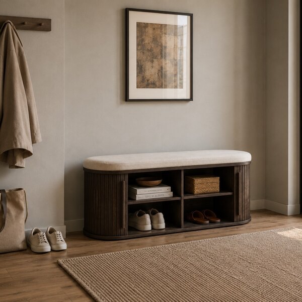 Unique Furniture Tmavá dubová lavice Meta 120 cm s úložným prostorem