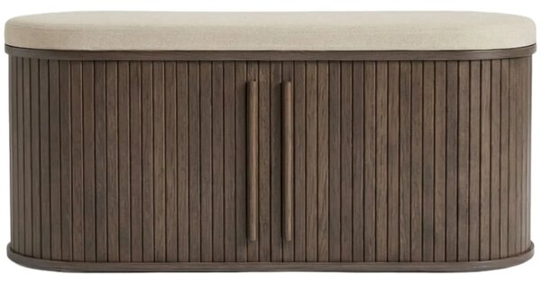 Unique Furniture Tmavá dubová lavice Meta 120 cm s úložným prostorem