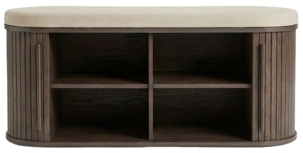 Unique Furniture Tmavá dubová lavice Meta 120 cm s úložným prostorem