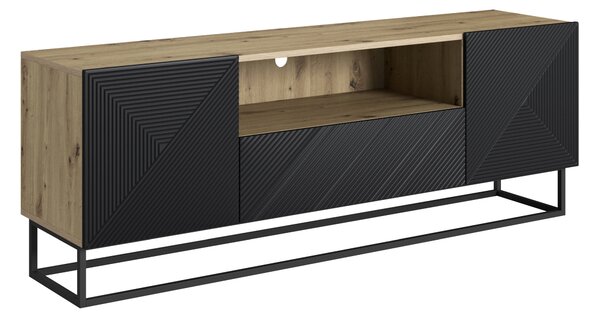 TV stolek Asha 167 cm se zásuvkou a kovovou konstrukcí - artisan / černý mat