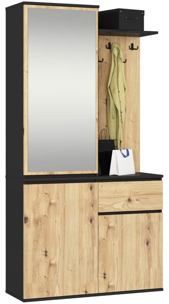 Ak furniture Předsíňová stěna Entro černá/dub artisan