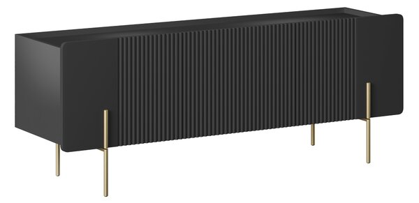 TV stolek Malmi 150 cm - černý mat / zlaté nožky