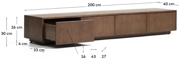 LÉTO -15% Kave Home Hnědý TV stolek Helvine 200 x 40 cm