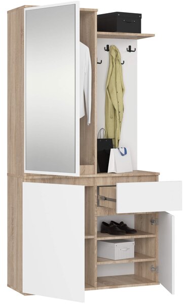 Ak furniture Předsíňová stěna Entro bílá/dub sonoma