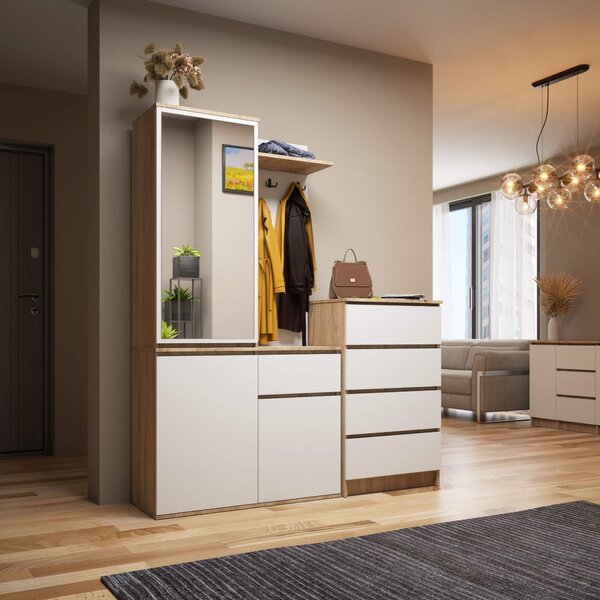 Ak furniture Předsíňová stěna Entro bílá/dub sonoma
