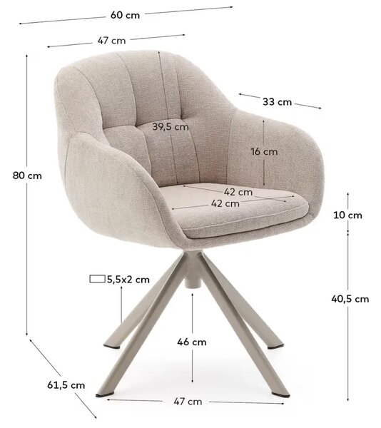 LÉTO -15% Kave Home Terakotová otočná židle Dorina