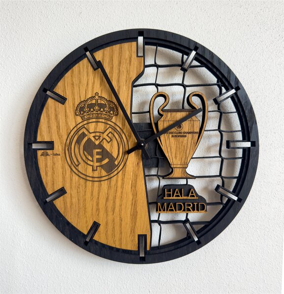 3D Dřevěné dubové hodiny Real Madrid 30cm/50cm/80cm