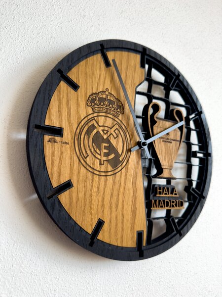 3D Dřevěné dubové hodiny Real Madrid 30cm/50cm/80cm