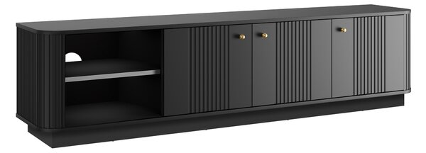 TV stolek Vesper 3D 187 cm na soklu - černý / zlaté úchyty