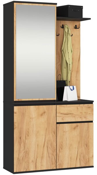 Ak furniture Předsíňová stěna Entro černá/dub craft
